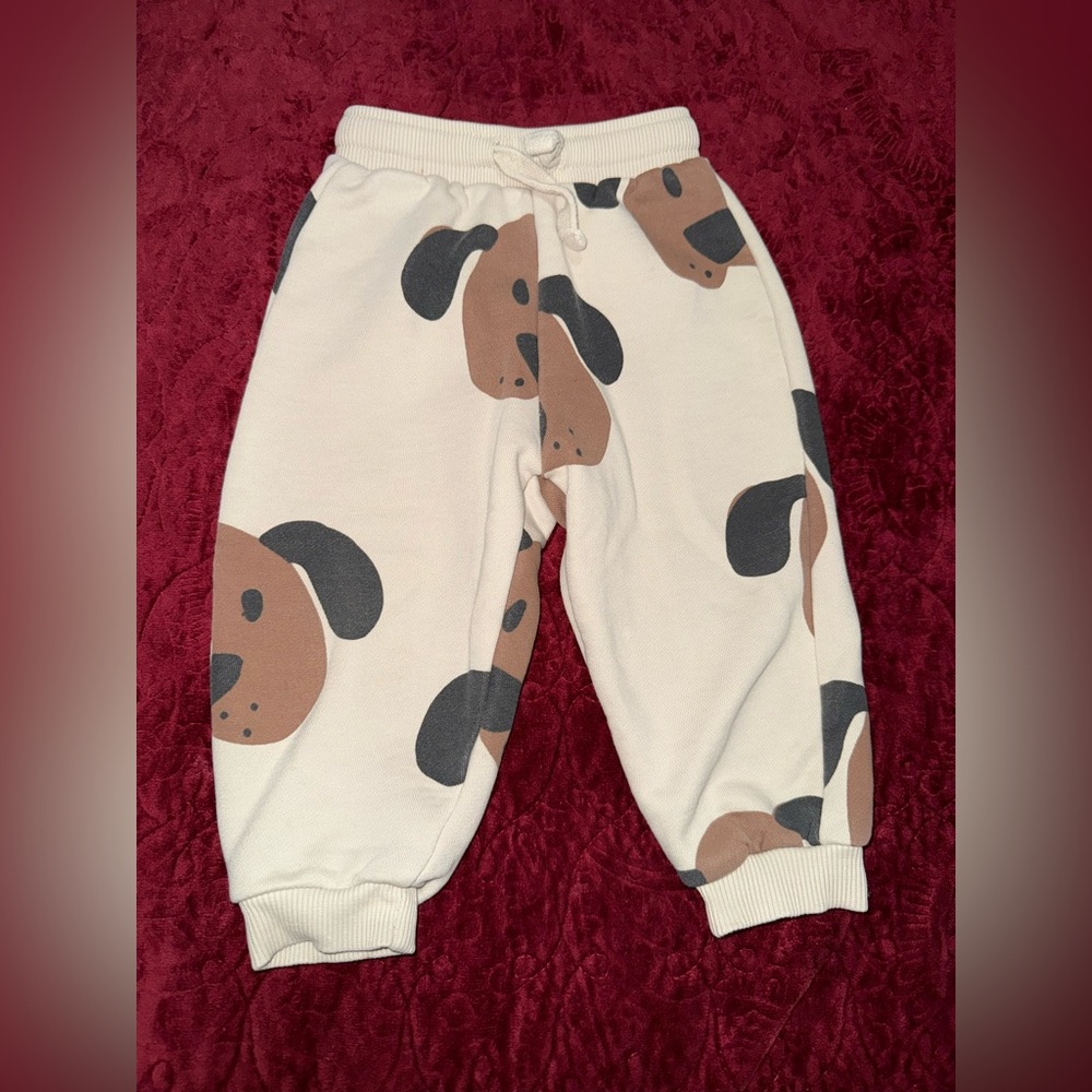 Zara Cream Dog Print Kids Joggers
